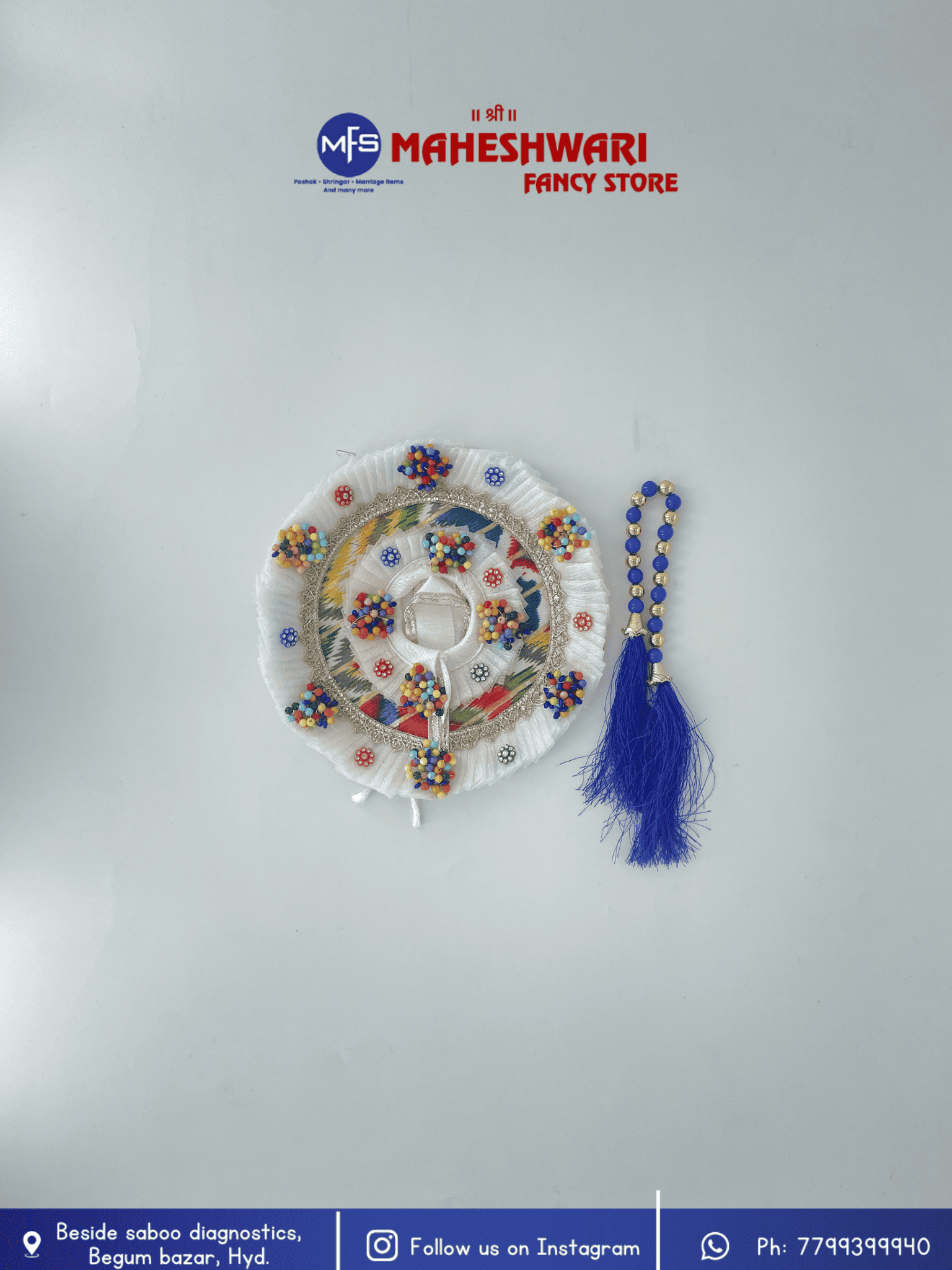 Maheshwari Fancy Store - Colorful White Laddugopal Poshak